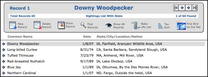 Sighting List with State