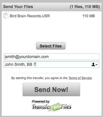 Send Bird Brain Records.USR